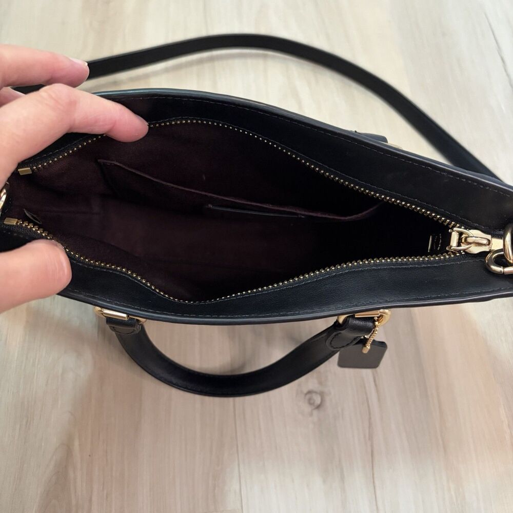 Coach Alice Small Satchel Black Brown Leather Crossbody Purse Gold Hardware - Picture 3 of 11